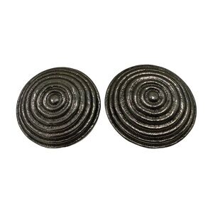 Vintage 80s 90s Silver Spiral Disc Clip On Earrings